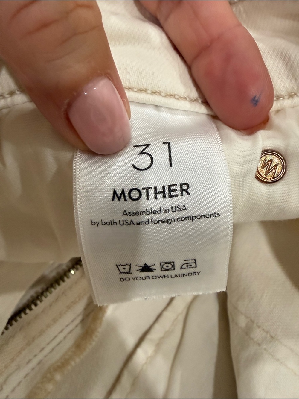 MOTHER White High-Rise Cropped Jeans with Raw Frayed Hem - Picture 6 of 8